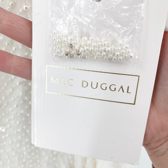 MAC DUGGAL Dress Size 6 Evening Gown Sequin Beaded Creamy White One Shoulder - Picture 3 of 7